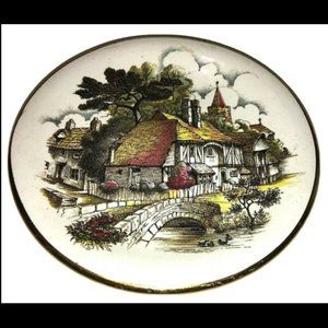 EDCO Made in England 5" Thatched Cottage Gold Trim